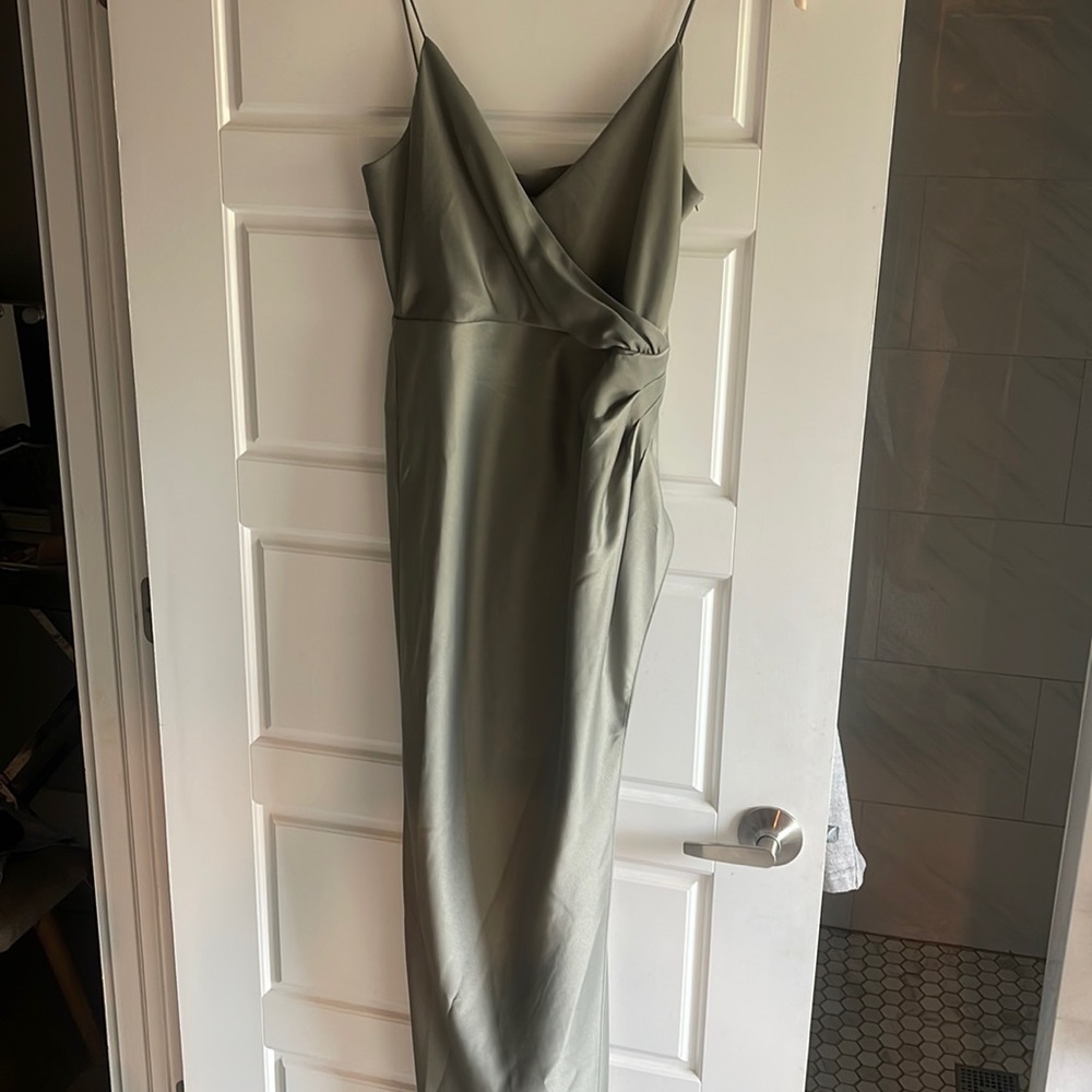 BHDLN Satin Freya Dress in Moss